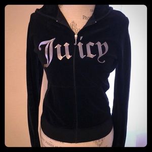 Black Juicy Couture Velour Zip Up Hoodie